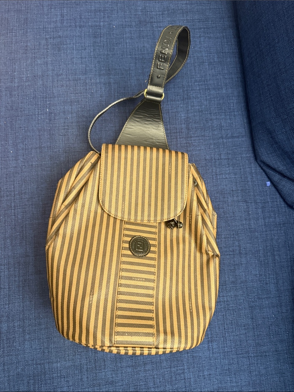 Fendi Brown Stripe Nylon backpack Pouch